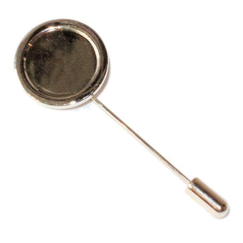 Stick Pin Blank 16mm Round Silver